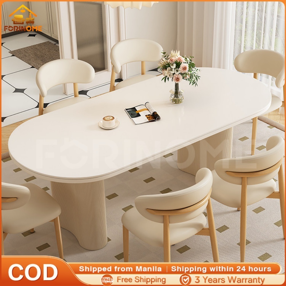Cream-style Rock Slab Dining Table Home Dining Table Simple Oval Light Luxury High-End mesang kainan