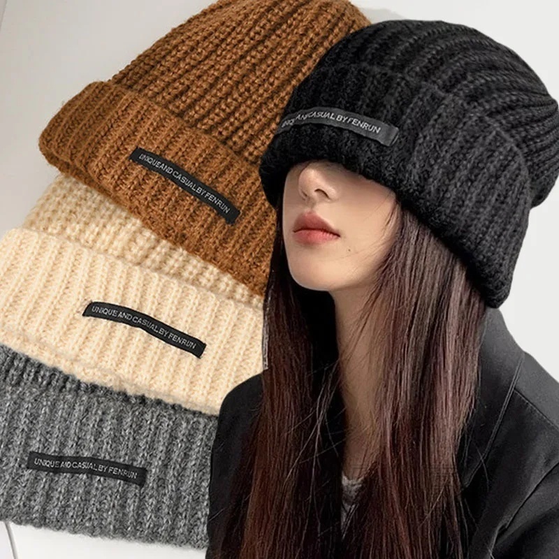 Solid Bonnet Men Outdoor Skiing Sports Fashion Soft Comfortable Casual Letter Pattern Beanies Women