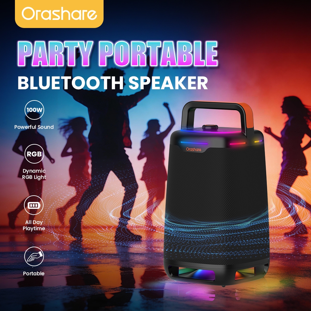Orashare BS21Max Party Bluetooth Speaker 100W Powerful Sound TWS Speaker Bass With RGB & Handle