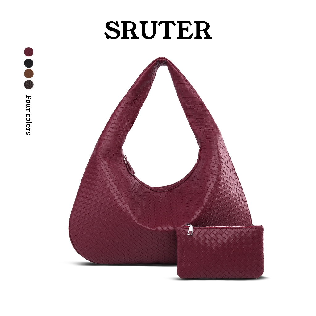 SRUTER Woven Tote Bag for Women Large Medium Fashion Shoulder Leather Hobo Bag Woven Bag