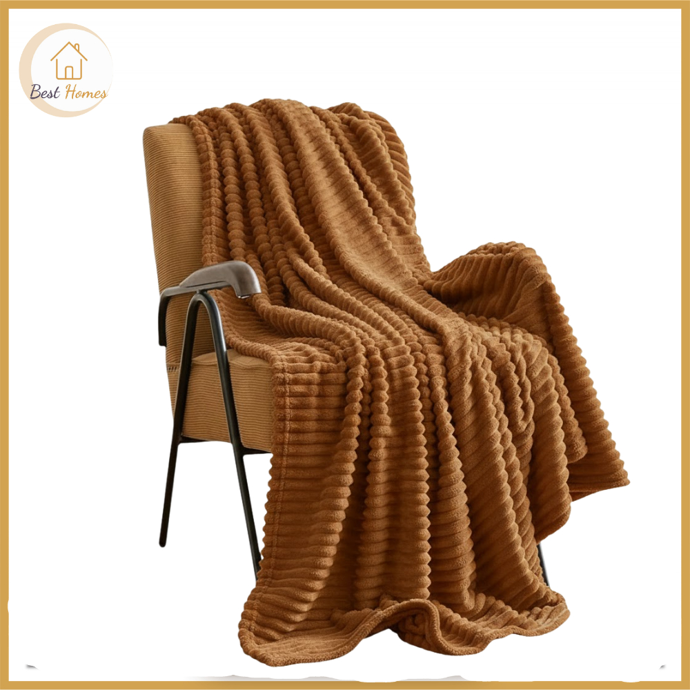 Best Homes PH Blanket Soft Velvet Flannel Fleece Blanket Stripe King Size 200x230cm Kumot Makapal