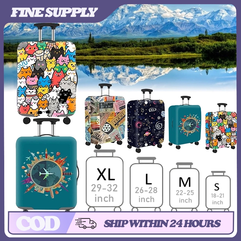 FINE Luggage Cover Elastic Suitcase Protector Cute Printed Luggage Protective Cover Dustproof Case