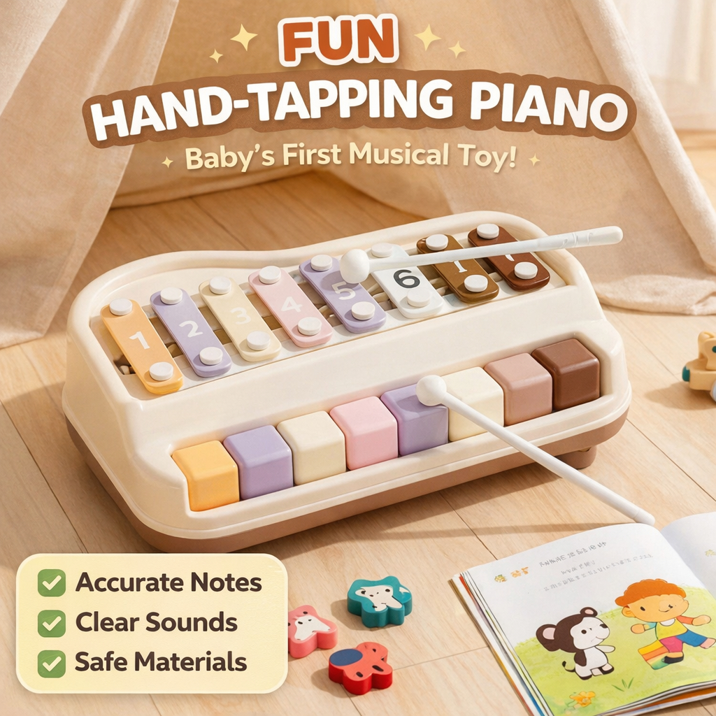 Baby Musical Toy 2in1 Piano Xylophone 8 Notes Learning Toy for 6-12M Kids