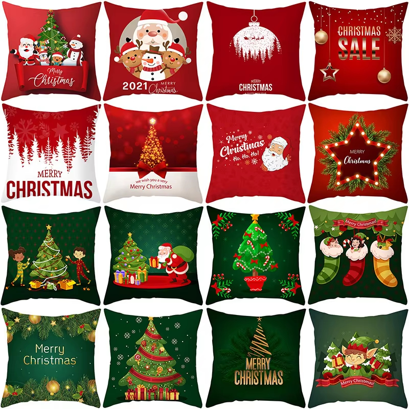 TNC Merry Christmas 6pcs Throw Pillowcase Cotton Throw Pillowcase Christmas Decoration Pillow Case