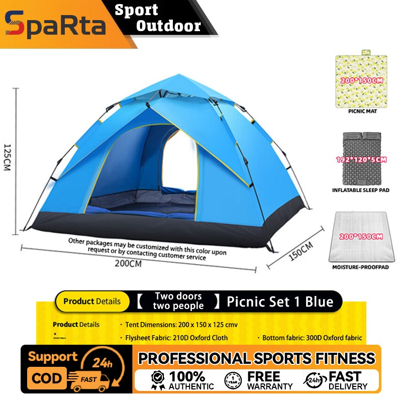 Automatic Camping Tent 200x150CM Waterproof Outdoor Backpack Tent Easy Setup for Hiking & Travel