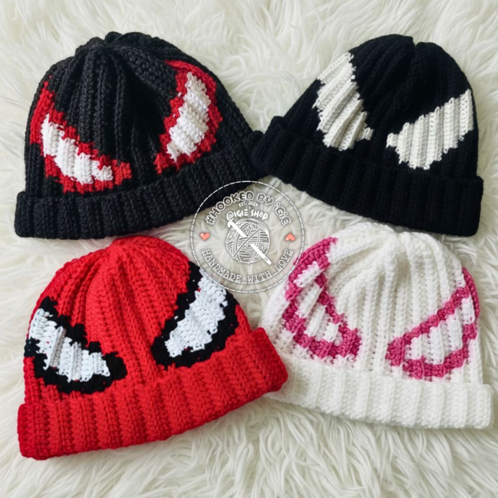 SPIDERMAN & VENOM Beanie Crochet (gwen, miles morales)