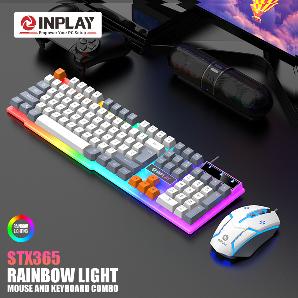 Inplay STX365 Colorful Keyboard and Mouse Set Combo Wired Gaming Keyboard Mouse Set For Pc Laptop