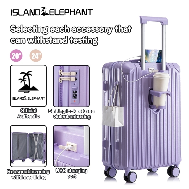 ISLAND ELEPHANT Multifunctional Luggage Travel Bag USB Port + Cup Holder + Hook （Two Variants）