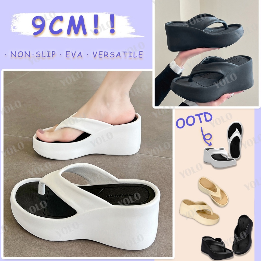 Wedges Slippers For Woman Fashion Thick Bottom Flip-Flops Non-slip Comfortable