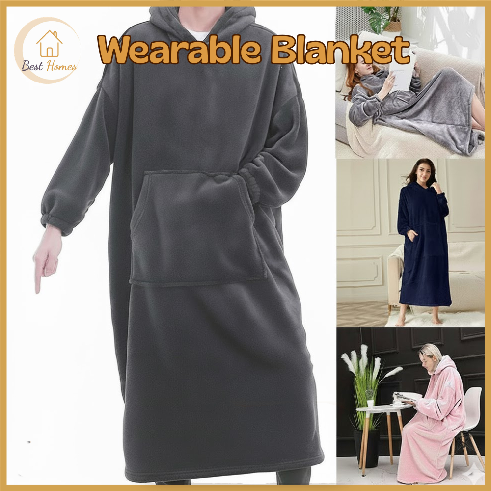BestHome Wearable Blanket for Sleeping | Soft Fleece Kumot Makapal Thermal Blanket Hoodie for Adults