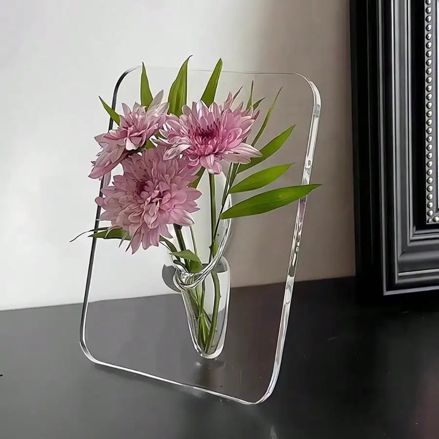 Frame Flower Vase Clear Acrylic Vase for Flowers Vases for Home Decor, Decorative Vases for Desktops