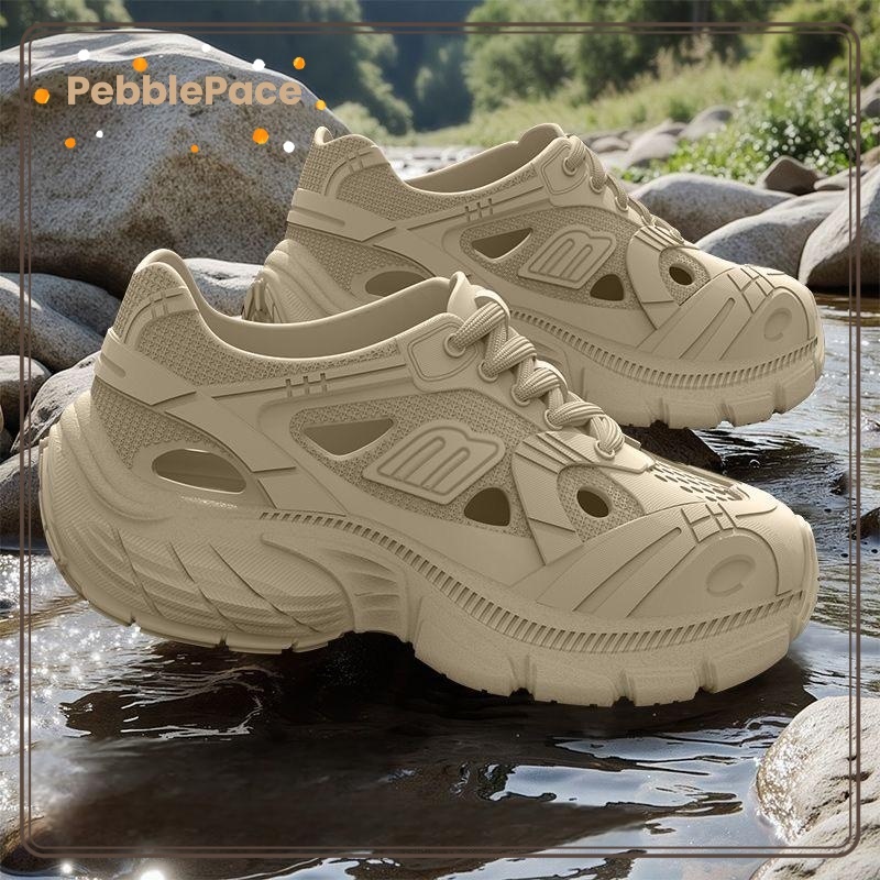 PEBBLEPACE Women's Water Shoes 4CM Height Increase Platform Sneakers Breathable Anti-Slip