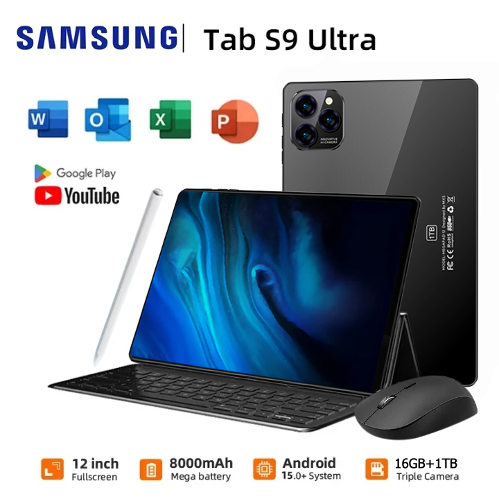 sam/sung S9 Tablet 12inch 16GB +1TB Smart Tablet 𝐀𝐧𝐝𝐫𝐨𝐢𝐝𝟏𝟑 Pad 5G Wifi Dual Sim Card Tablet Android