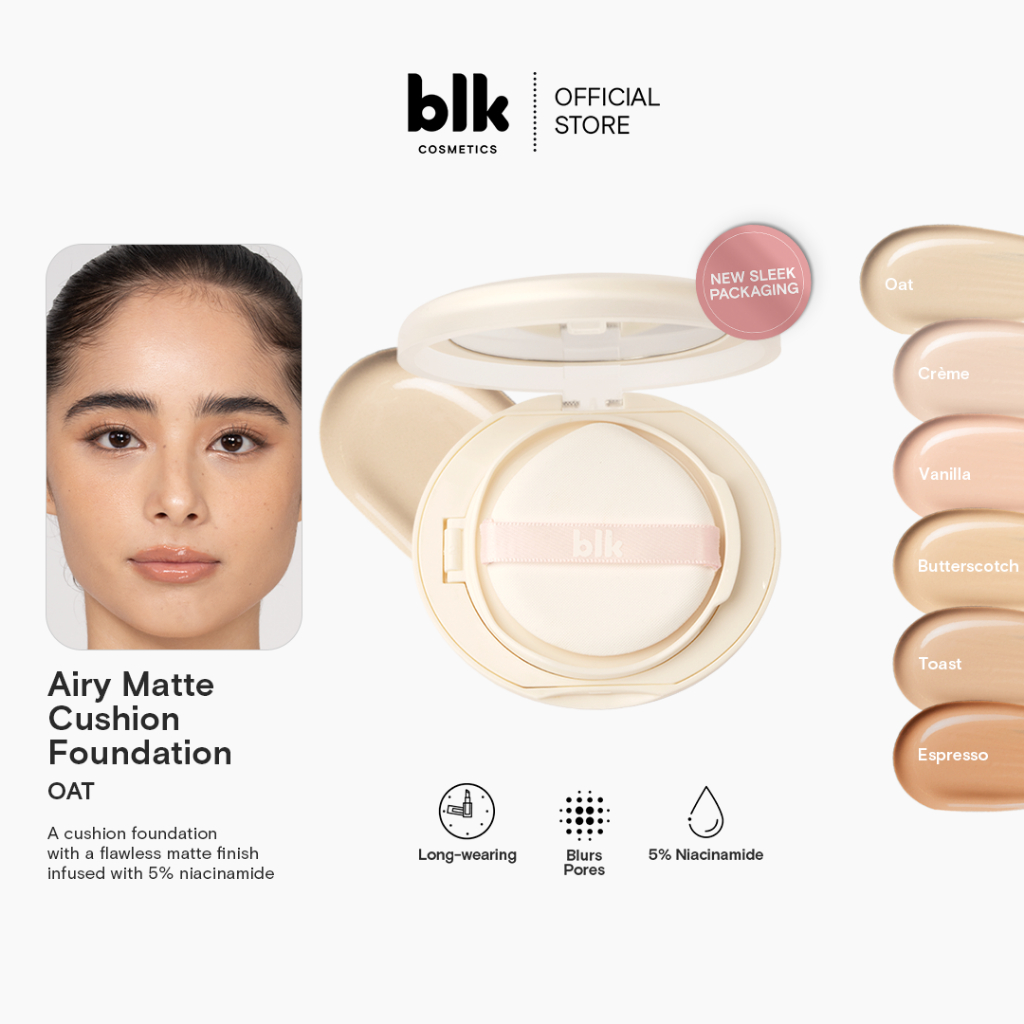 blk cosmetics airy matte cushion foundation SPF15 5% niacinamide