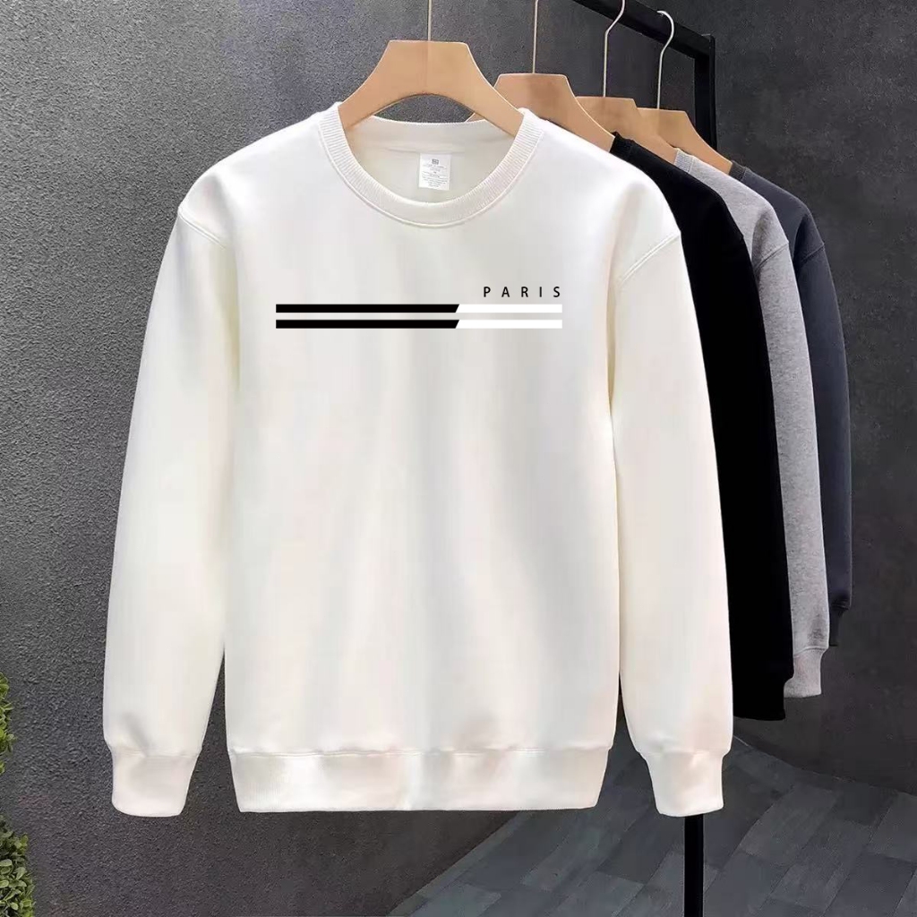 Paris Printed Design Men's and Women's Round-neck Solid-color Long-sleeved Sweater