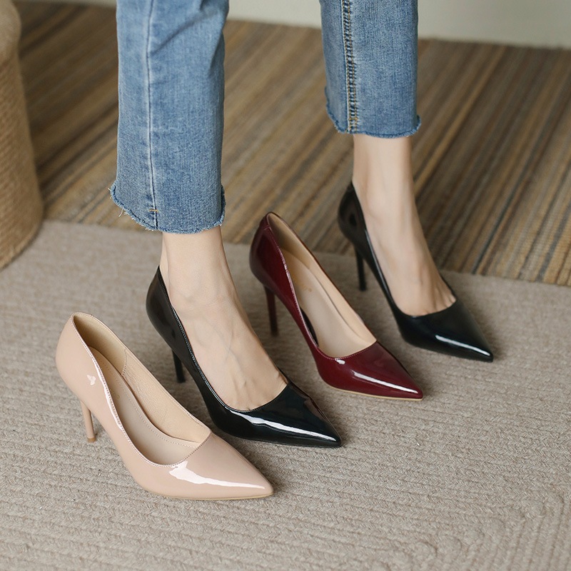 Henice Women Office Leather Pointed Toe Stiletto High Heels for Graduation Formal Heel 41 42