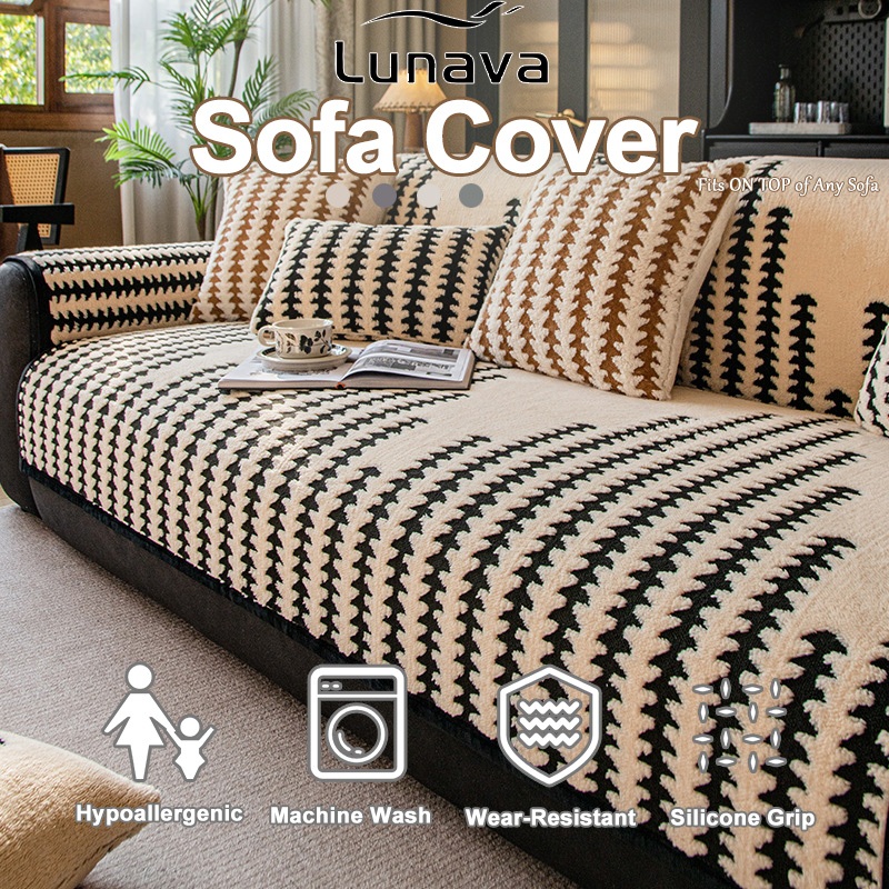 LUNAVA Sofa Cover Velvet Washable Durable Soft Fabric Four Season Universal Sofa Mat
