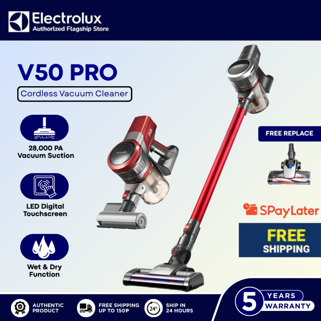 Electrolux V50 Cordless Vacuum Cleaner | 28,000Pa Strong Suction | For Pet & Home & Car | LED Head