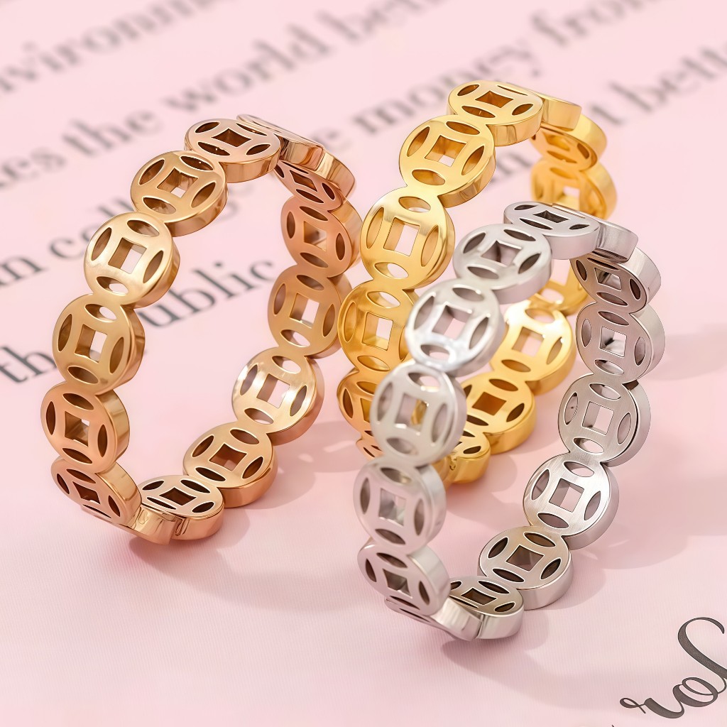 Coin Ring For Women Stainless Lucky Charm Money Catcher Ring For Women Auspicious Money Ring Girl