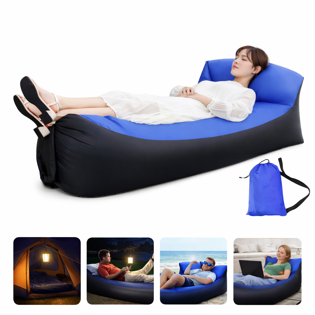 TranquilHome Inflatable Banana Bed Portable Sleeping Bag With Pillow Perfect For Camping And