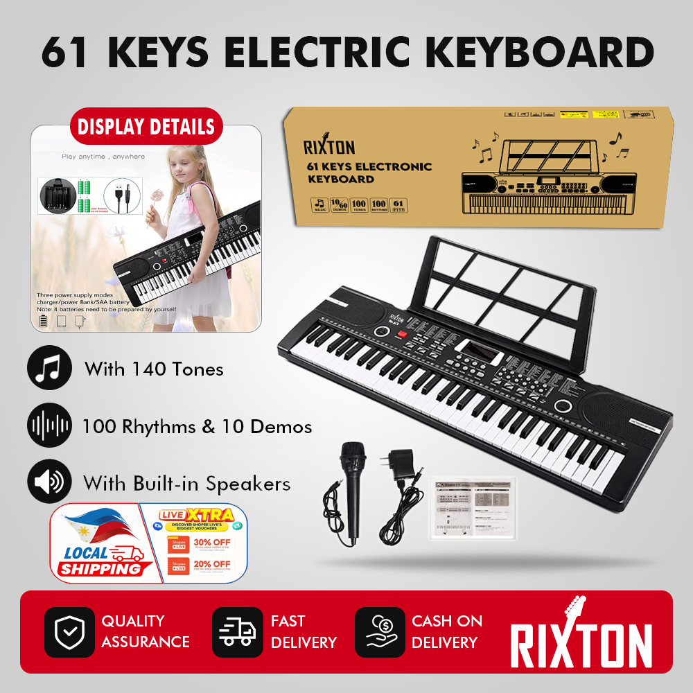 RIXTON 61 Keys Electric Piano Portable Piano Musical Keyboard Instruments For Beginners