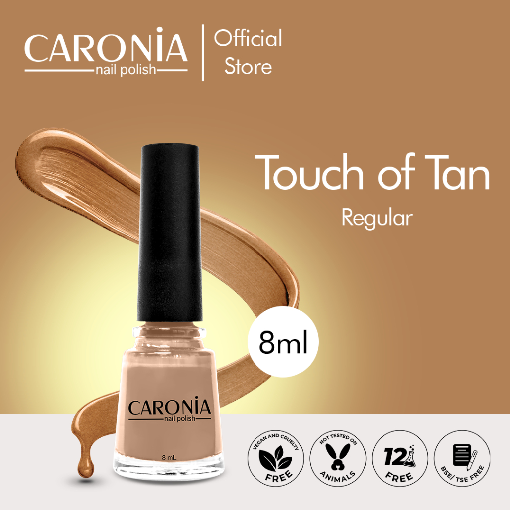 Caronia Nail Polish in TOUCH OF TAN 12-FREE non toxic, Vegan, Cruelty-Free 8ml