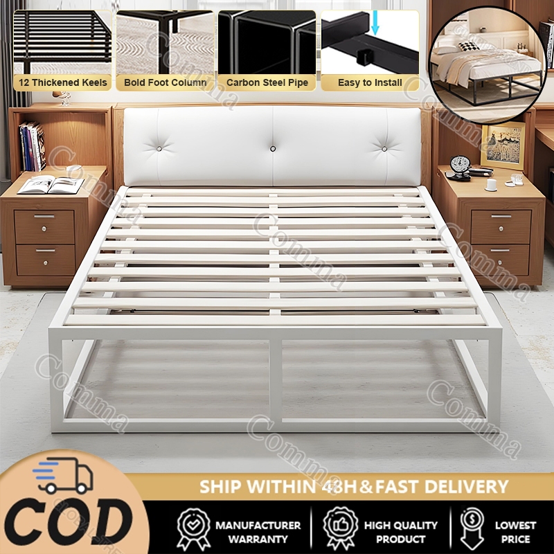Single/Double/Queen/King Minimalist Iron Bed Frame High LoadBearing Metal Bed Frame Sturdy Bed