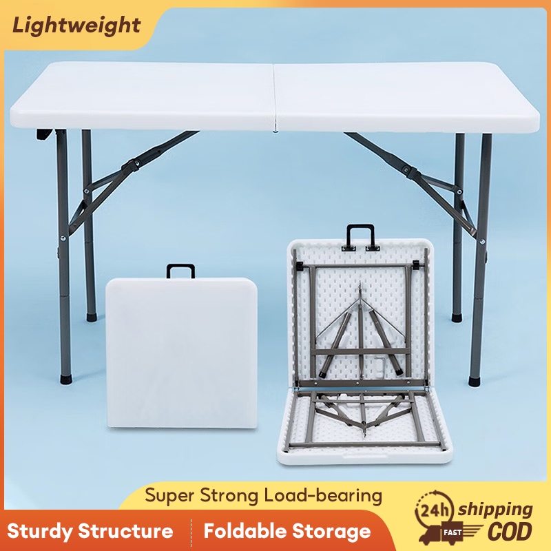 Heavy Duty Folding Table 4/5/6FT Portable Plastic Table Picnic Outdoor Camping Foldable Table