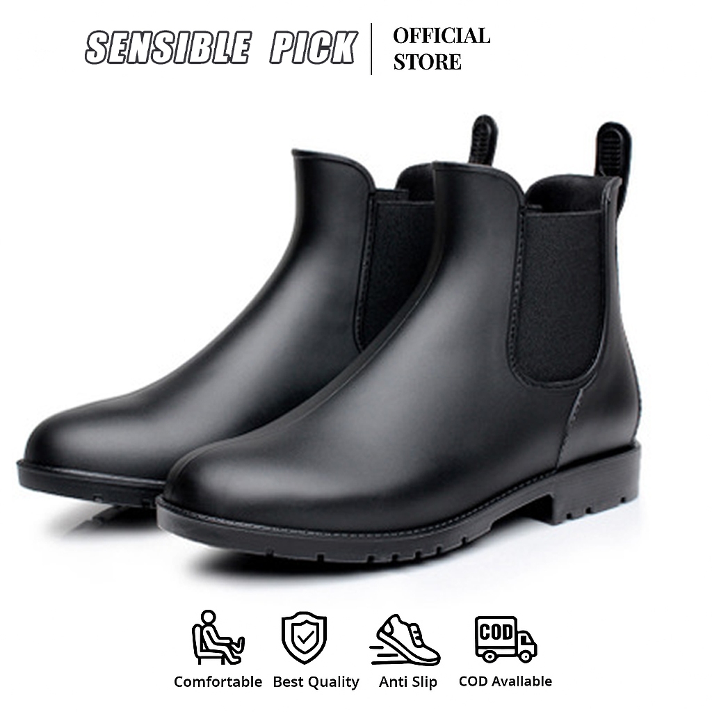 Chelsea Boots Men's British High Quality PU Non slip Waterproof Black Boots