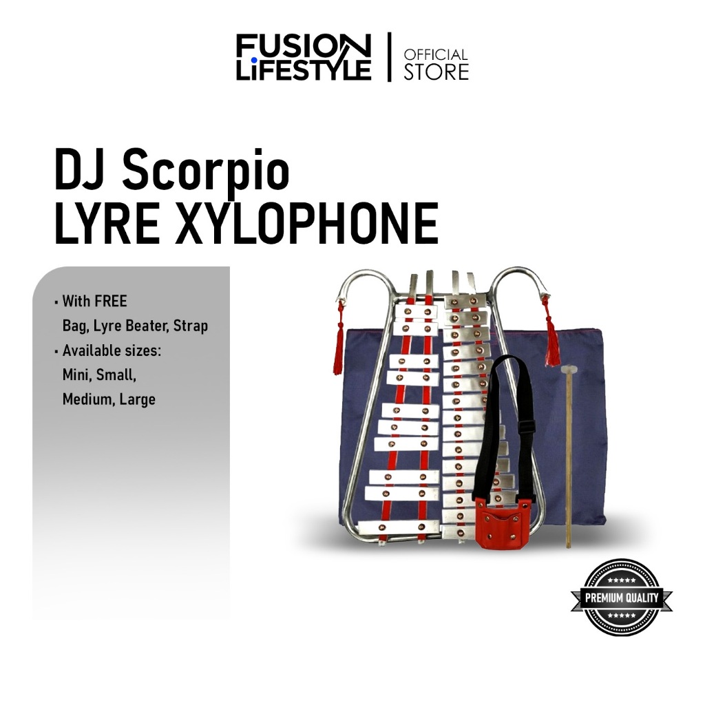 DJ Scorpio LYRE XYLOPHONE - Mini, Small, Medium, Large with Free Bag, Lyre Beater, Strap