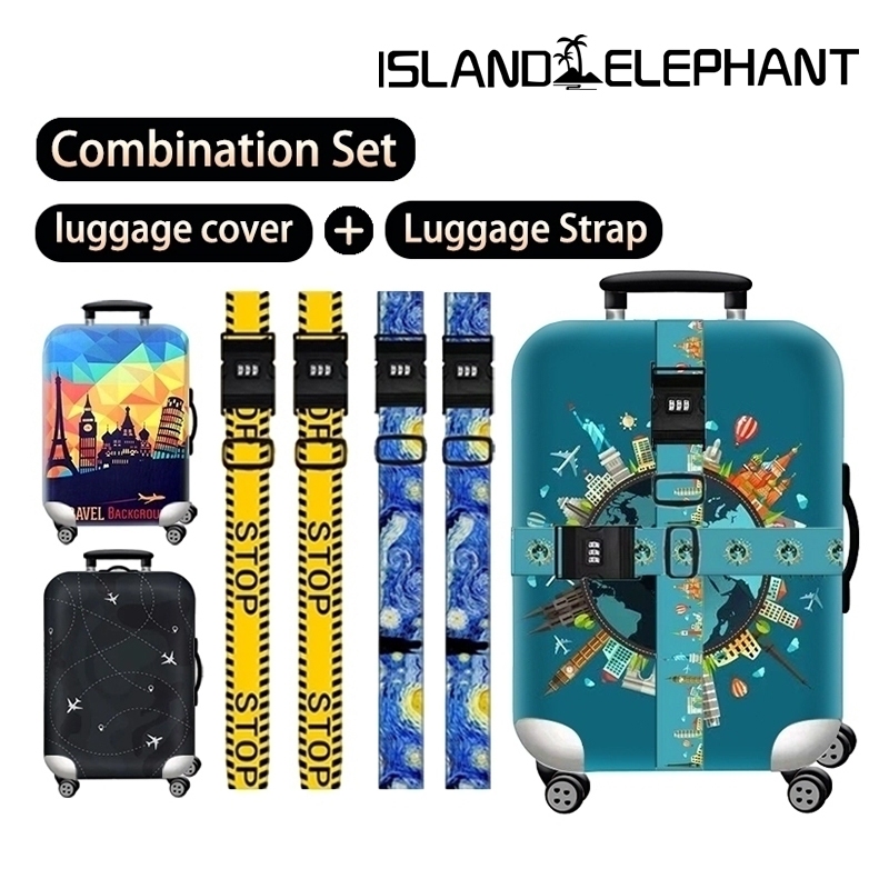 ISLAND ELEPHANT Elastic Luggage Cover Waterproof Luggage Strap Combination Set