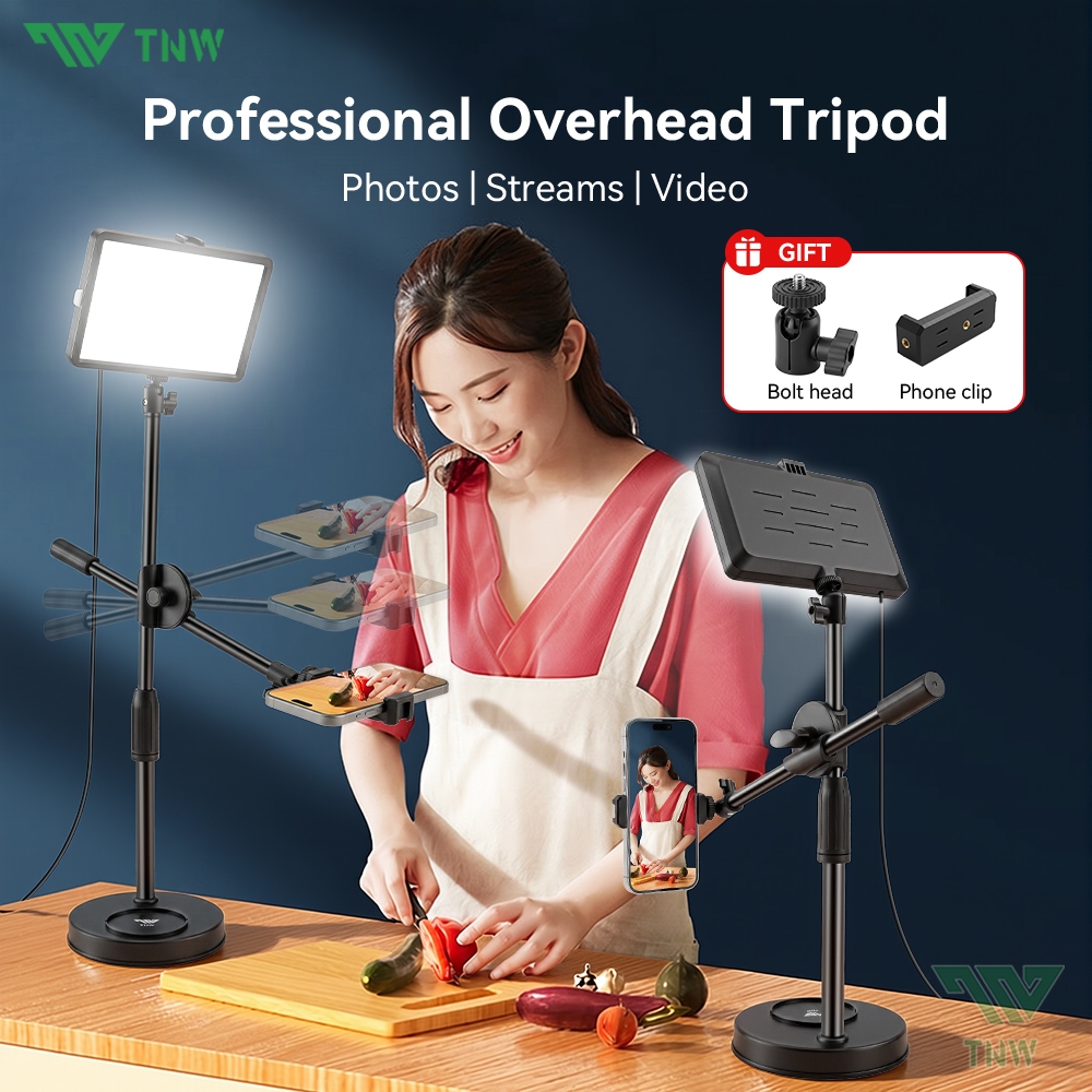 TNW Fill Light Tripod With Phone Holder For Phone Desktop Stand Overhead Shooting Live Streaming