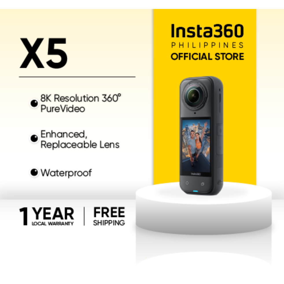 Insta360 X5 360º Waterproof Action Camera with 8K Resolution and Superior Low Light