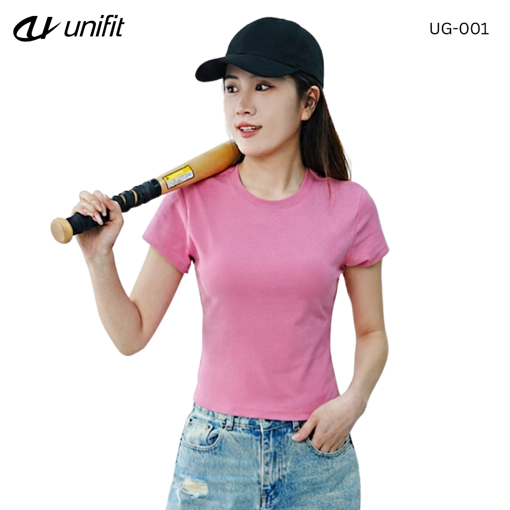 UNIFIT Slim Fit Women's Shorts Sleeved Round Neck T-Shirt Waist Line Show Waist Slimness UG001