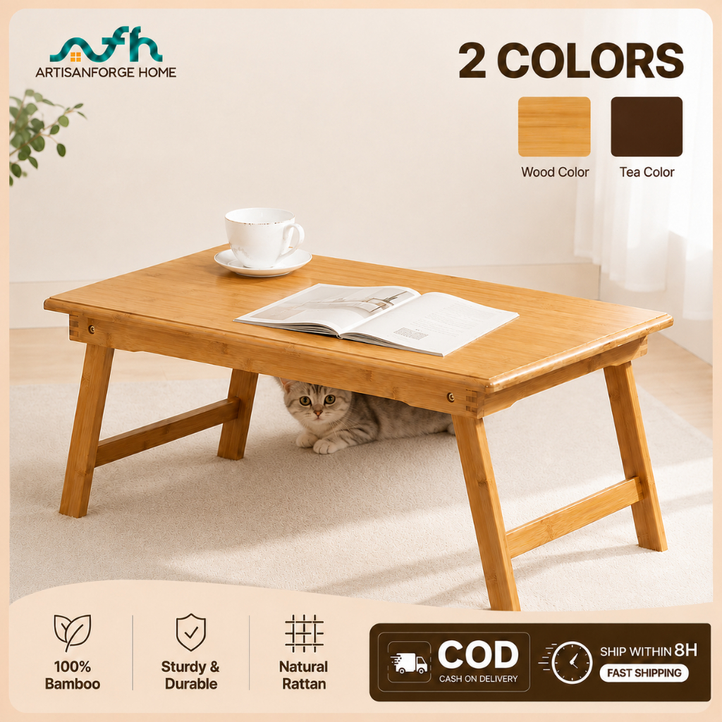 Bamboo Foldable Bed Desk Portable Waterproof Multi-Use Table Sturdy for Home Office And Bedroom