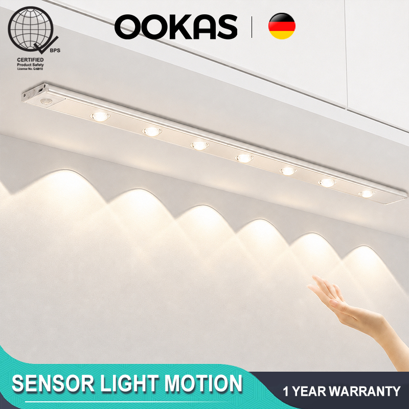 OOKAS 20/40/50/60CM Motion Sensor Led Light Magnetic Kitchen Light Cat Eye Cabinet Lamp Rechargeable
