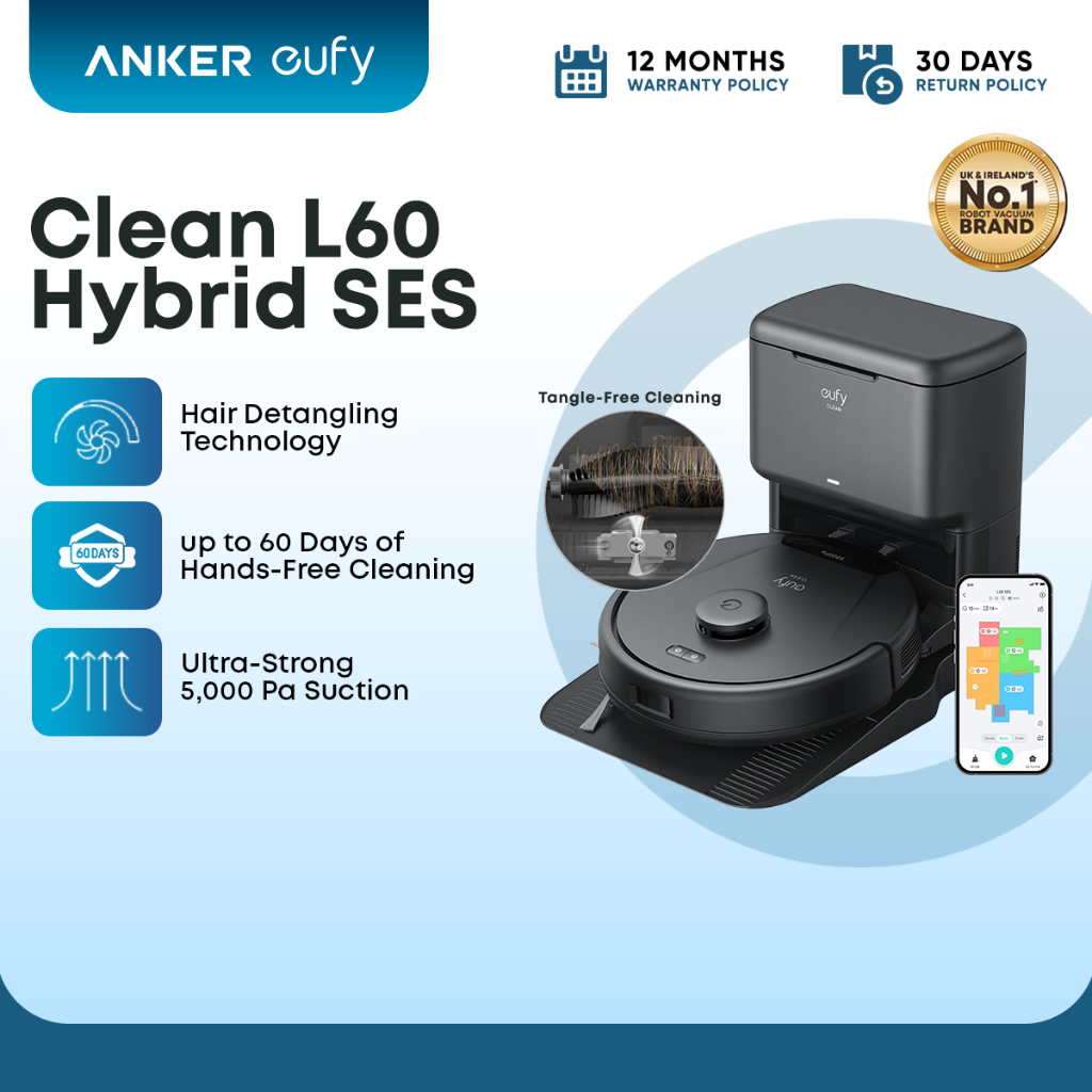 Anker eufy L60 Robot Vacuum with Self Empty Station, Hair Detangling Technology