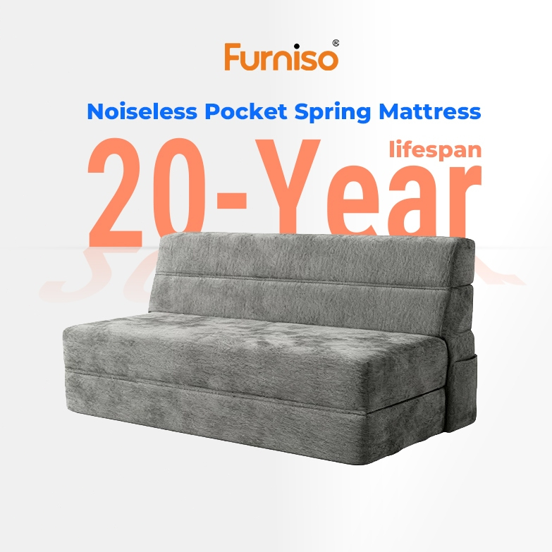 Furniso 3 IN1 Memory Foam Compressed Sofa Bed Apartment Living Room Bedroom Foldable Washable