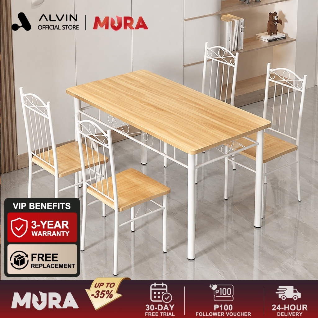 ALVIN Dining Table Set with 4 Chairs Home Living Dining Furniture Dining Table 4 Chairs