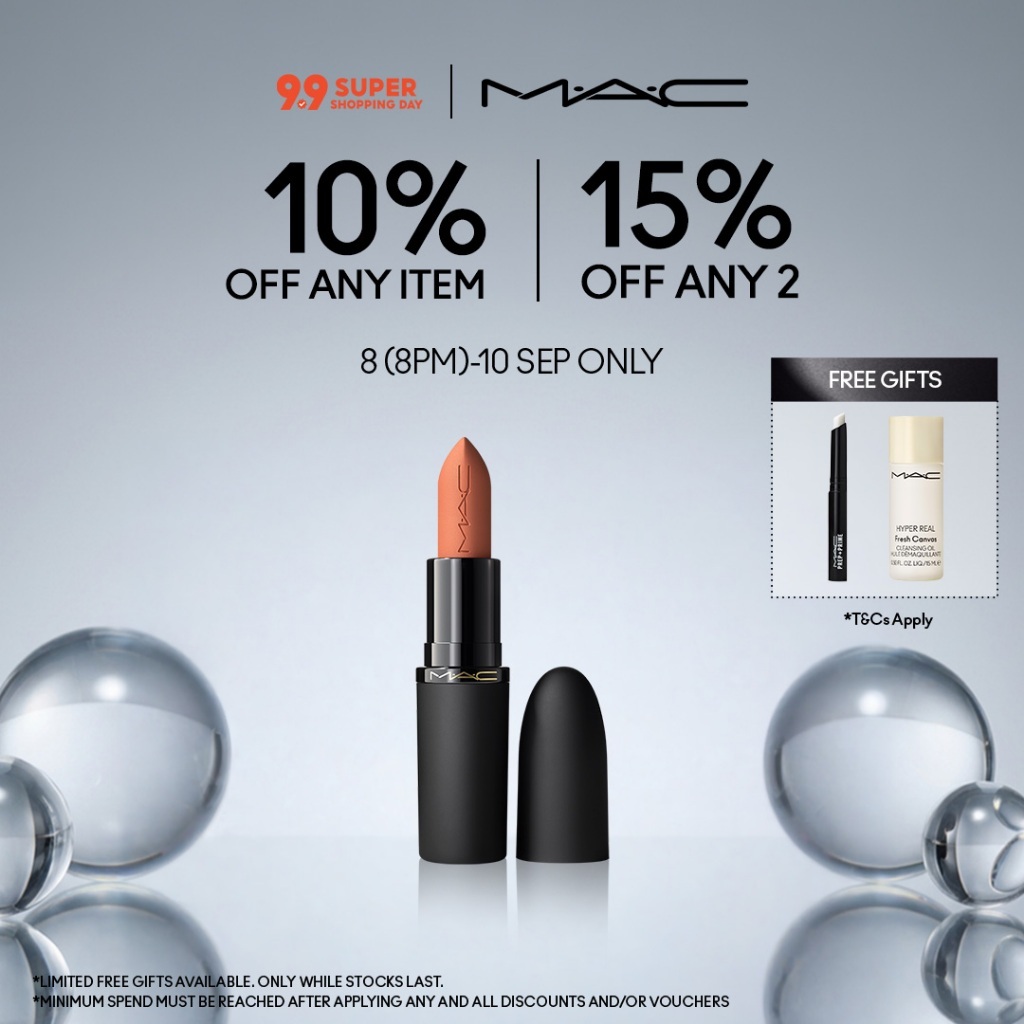 MAC Powder Kiss Hazy Matte Lipstick | 10HR Hydrating Longwear