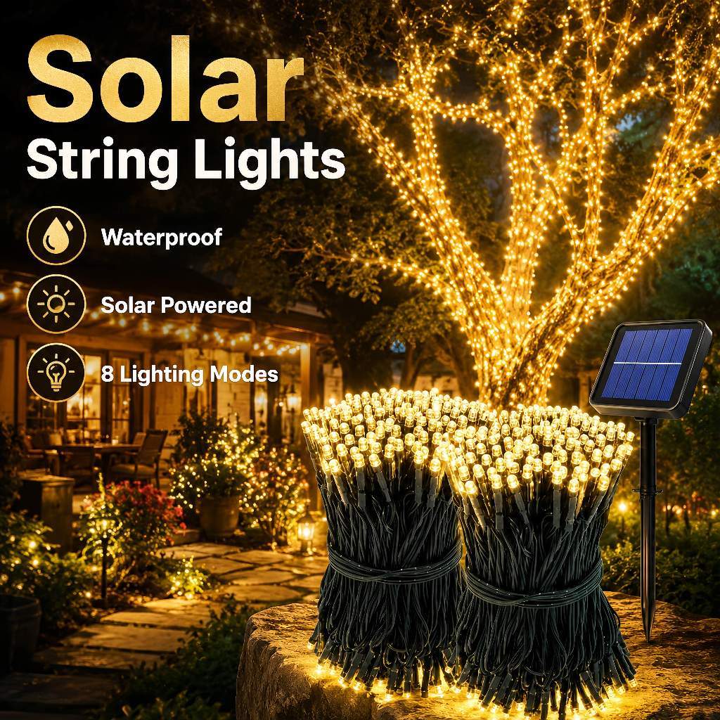 Yowxii 7-22M Solar Christmas Light Outdoor Waterproof LED String Light Fairy Party Decorative Light
