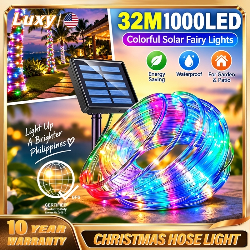 Luxy 32M 1000 LED PVC Rope Light Solar String Light for Garden Wedding Fairy Light Christmas Lights