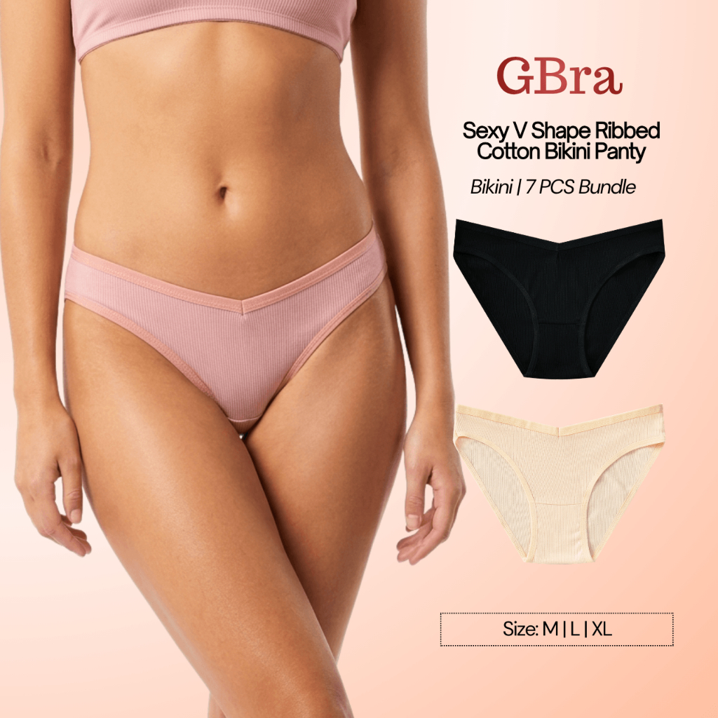 BUY 6, TAKE 1┃GBra Sexy, V Shape, Ribbed, Cotton, Bikini Panty