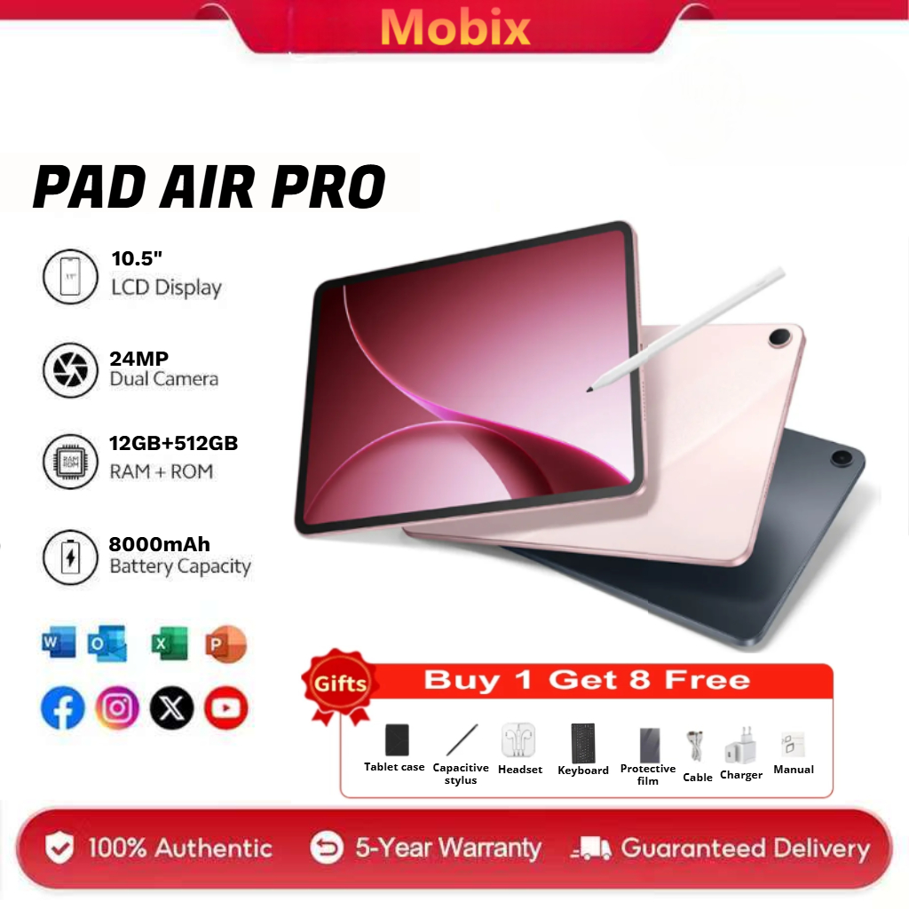 Pad Air Pro 16GB RAM + 512GB ROM | Android 4G LTE Tablet with 8000mAh Long-Lasting Battery