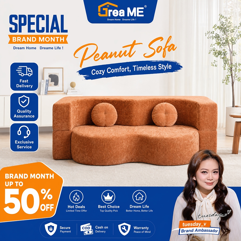 GREAME Sofa Bed Foldable Double Size 2M 3 Seater with Removable Washable Cover 15in Thick