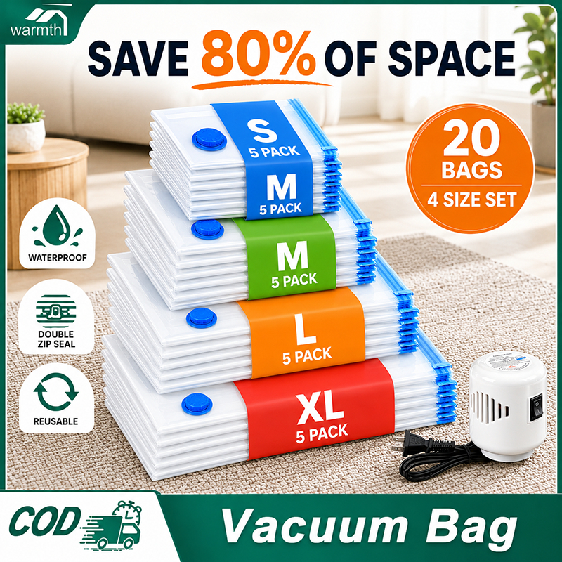 Warmth Vacuum Sealer Bag With electric Pump, Storage Bag For Clothes Organizer and Travel
