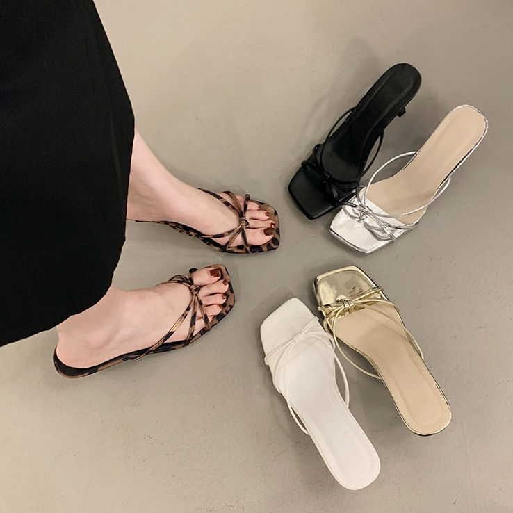 ONEW size 36-41 Korean high heels square toe cross strap open toe sandals 7CM heel