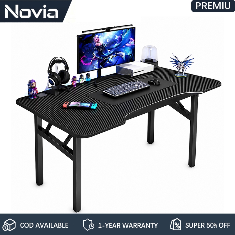 Novia Gaming Desk Sturdy Carbon Fiber Design for Gamer Office Modern Computer Workstation Table