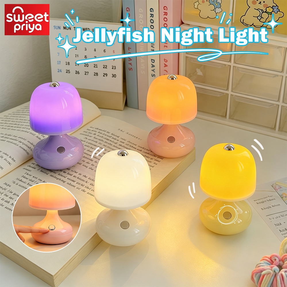 Jellyfish Desktop LED Night Light Decor Ambience Lamp Kids Bedroom Bedside Sleep Table Desk Lighting