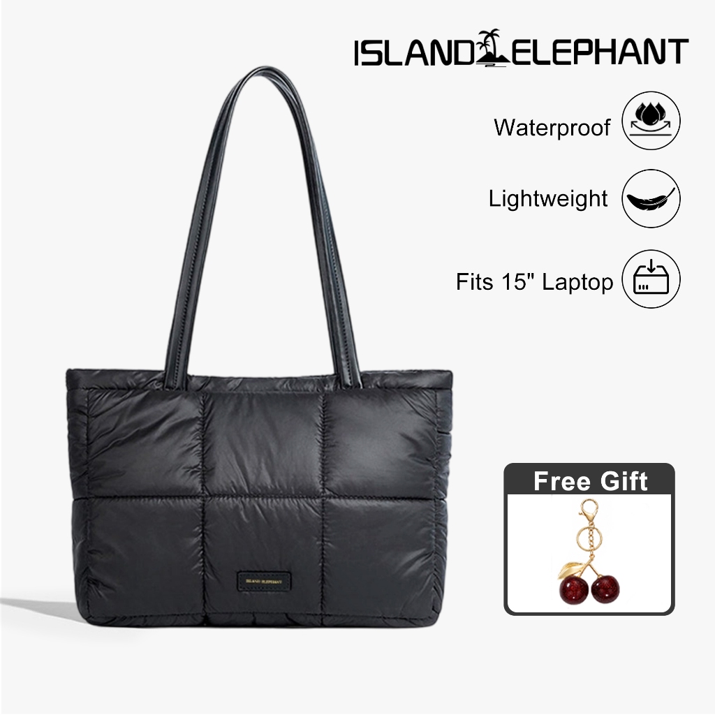ISLAND ELEPHANT Women's Puffer Tote Bag Waterproof Large Capacity Work Laptop Shoulder Bag